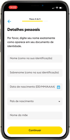 Choose an ID type*, enter the ID details and select "Continue".
